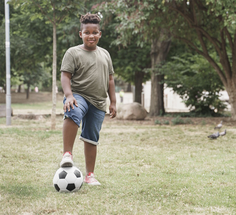 Young boy with soccer ball