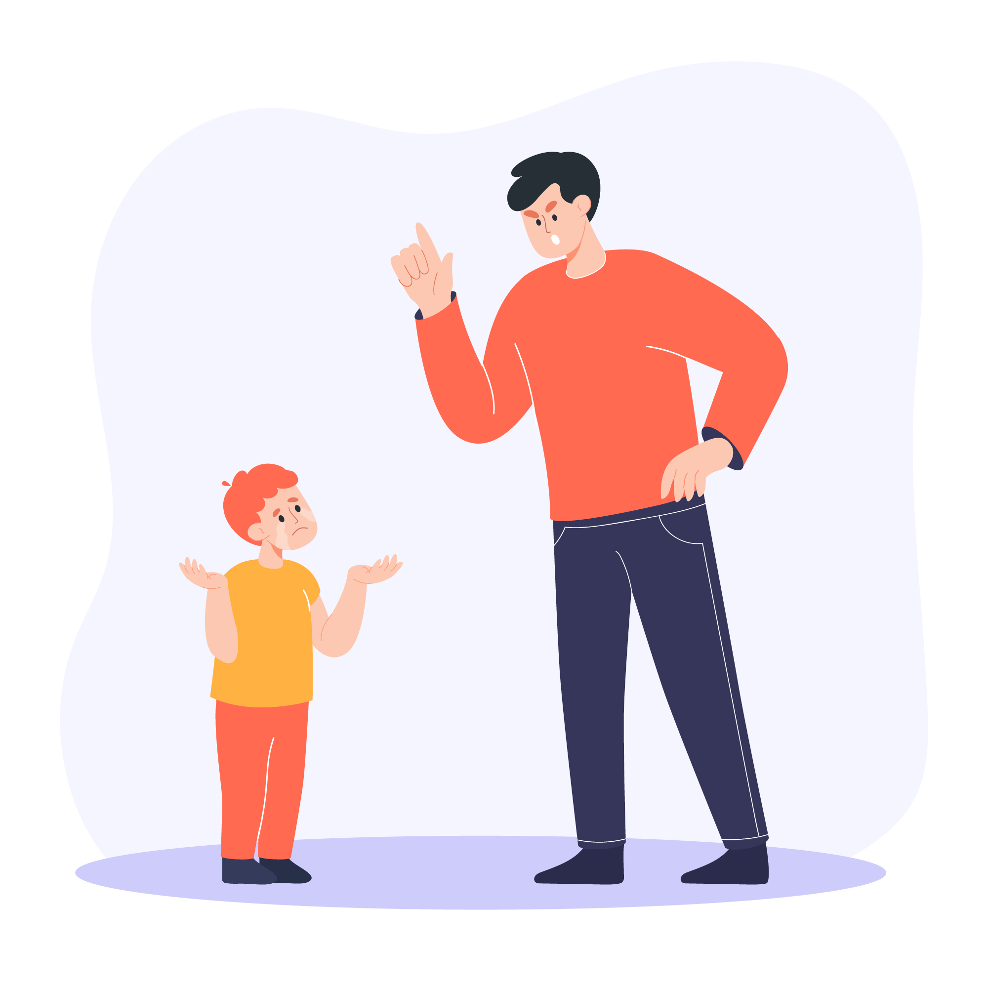 Graphic of unhappy parent and upset child