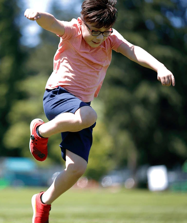 student learning physical activity outside