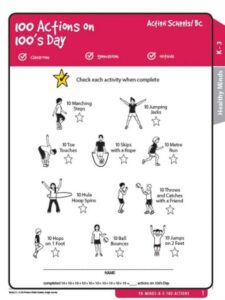100 Actions on 100's Day Activity Gr K-3 image